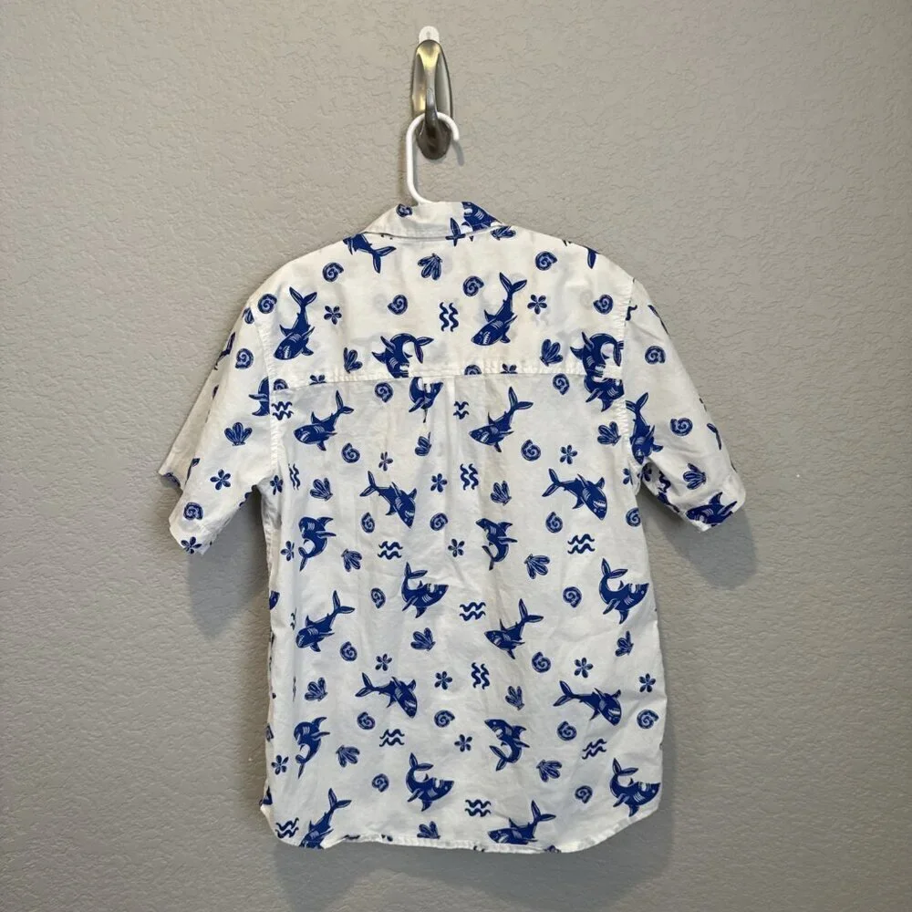 Old Navy Top Boys Large 10 12 Kids Shirt Short Sleeve Button Down Classic White